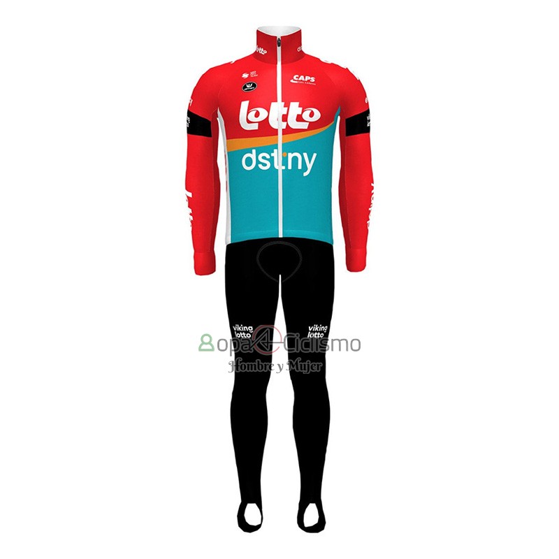 Lotto Dstny Ropa Ciclismo Culotte Largo 2023 Mangas Largas Rojo Azur